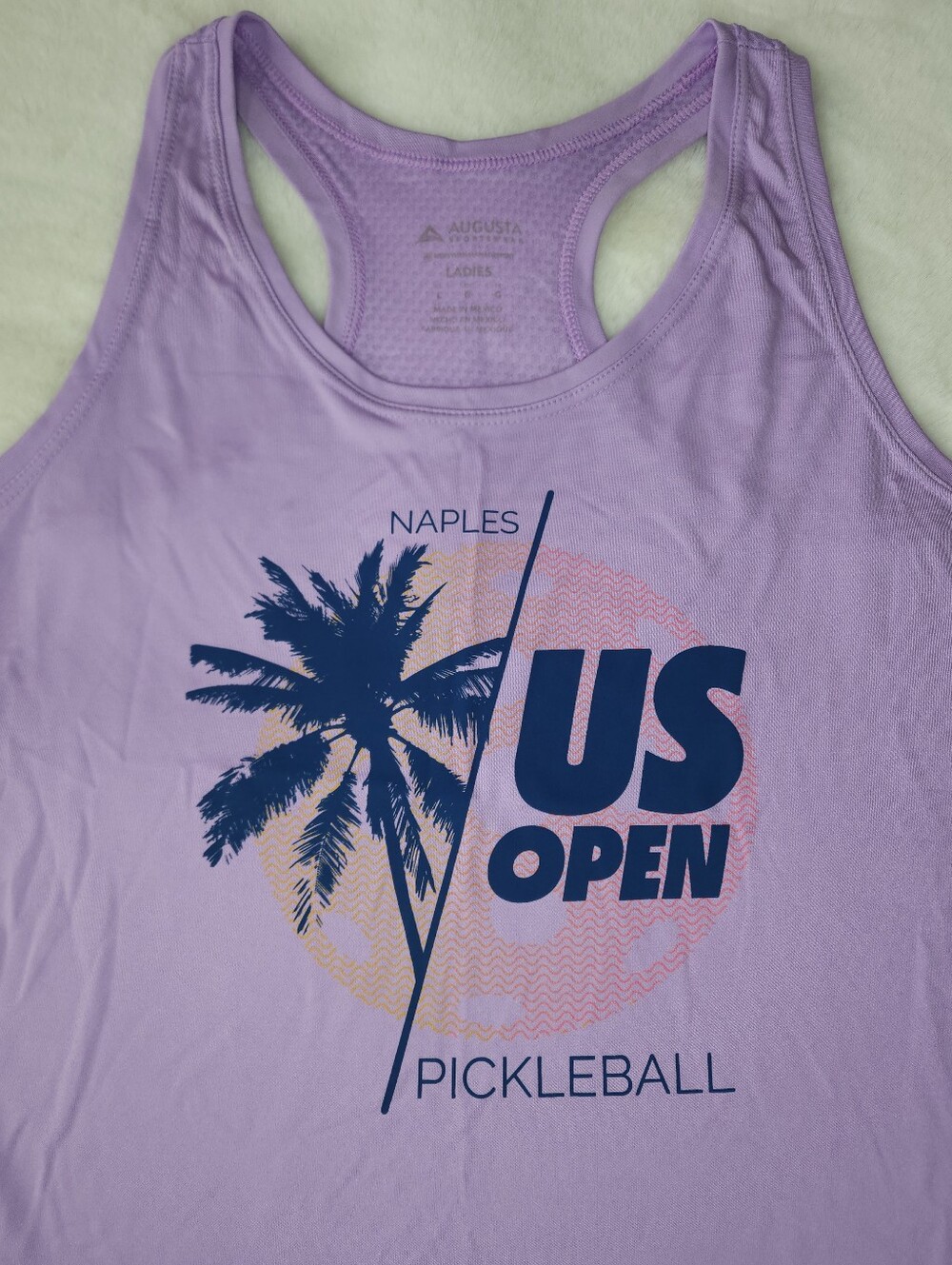Kitch Lavender Naples US Open Pickleball Graphic Racerback Tank Top - Picture 3 of 8